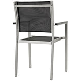 Shore Outdoor Patio Aluminum Dining Chair Silver Black EEI-2272-SLV-BLK