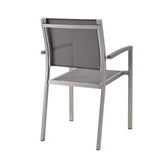 Shore Outdoor Patio Aluminum Dining Chair Silver Gray EEI-2272-SLV-GRY