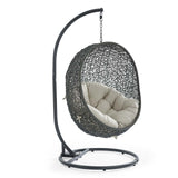 Hide Outdoor Patio Swing Chair With Stand Gray Beige EEI-2273-GRY-BEI