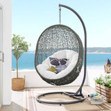Hide Outdoor Patio Swing Chair With Stand Gray White EEI-2273-GRY-WHI