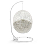 Hide Outdoor Patio Swing Chair With Stand White Beige EEI-2273-WHI-BEI