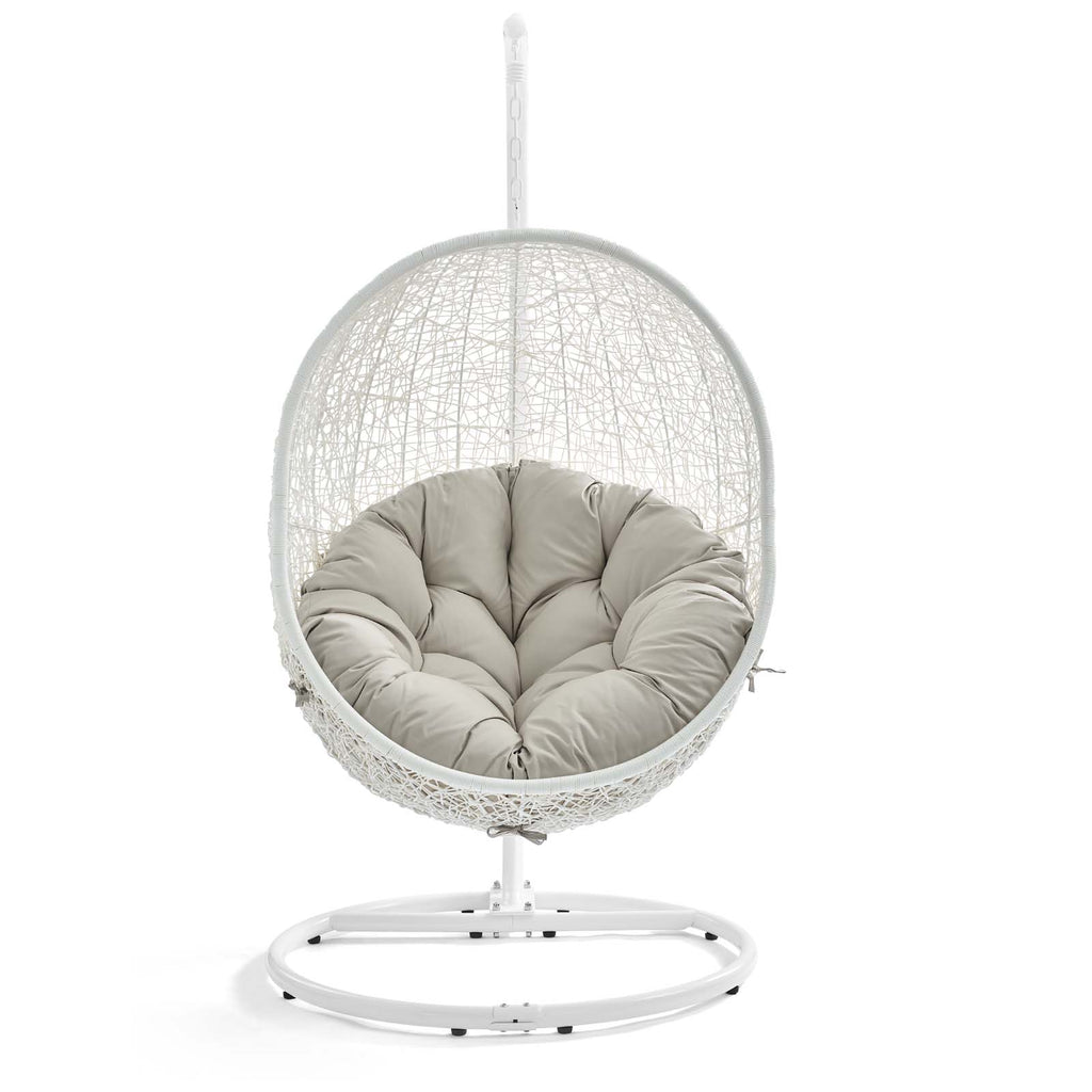Hide Outdoor Patio Swing Chair With Stand White Beige EEI-2273-WHI-BEI