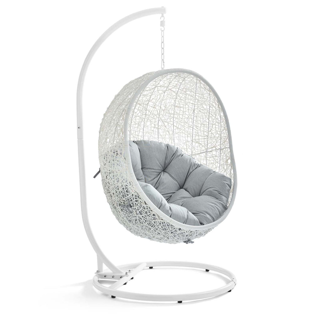 Hide Outdoor Patio Swing Chair With Stand White Gray EEI-2273-WHI-GRY
