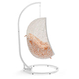 Hide Outdoor Patio Swing Chair With Stand White Orange EEI-2273-WHI-ORA