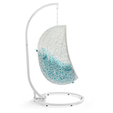 Hide Outdoor Patio Swing Chair With Stand White Turquoise EEI-2273-WHI-TRQ