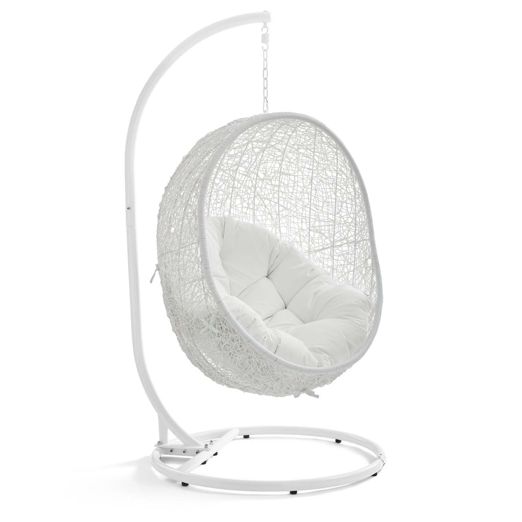 Hide Outdoor Patio Swing Chair With Stand White EEI-2273-WHI-WHI
