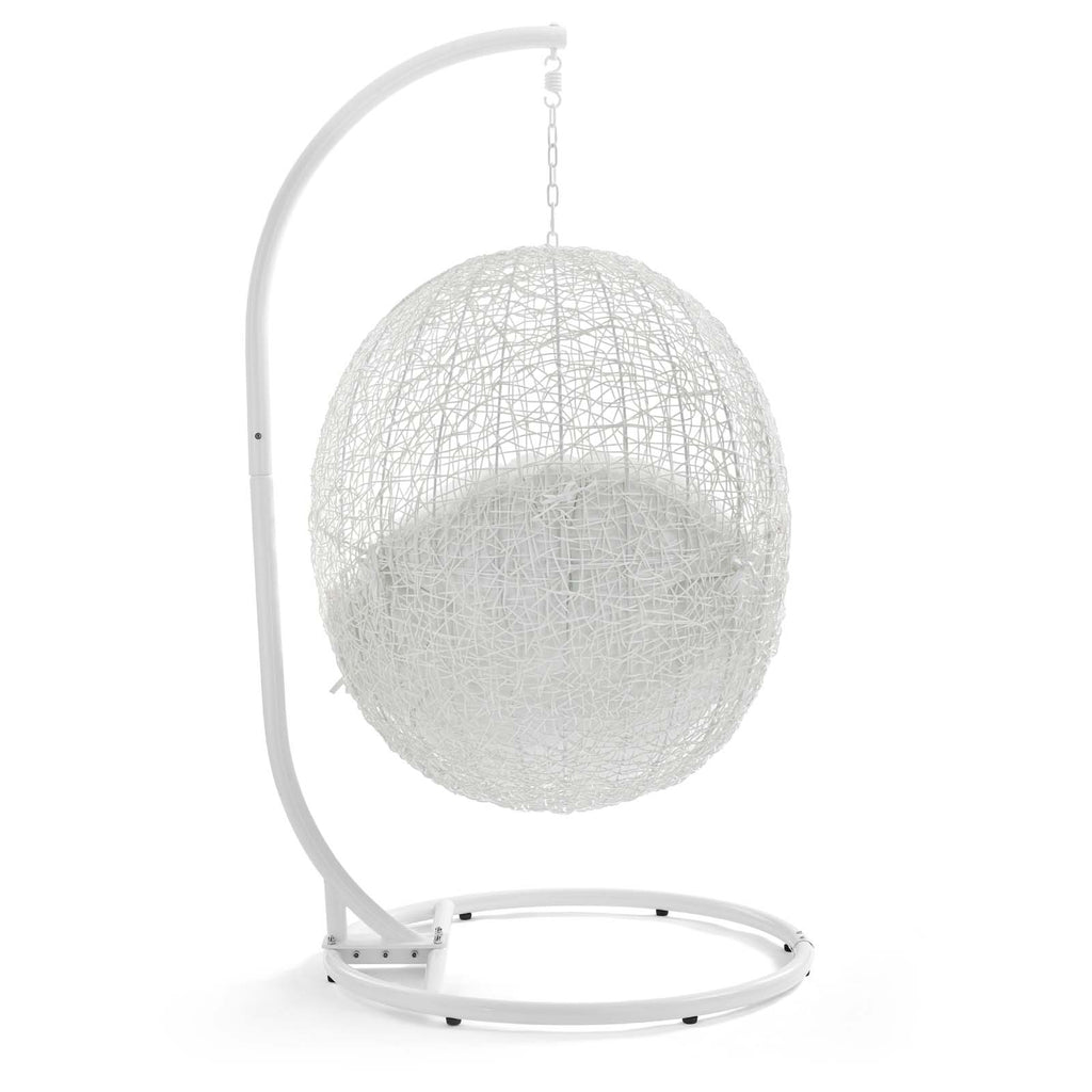 Hide Outdoor Patio Swing Chair With Stand White EEI-2273-WHI-WHI