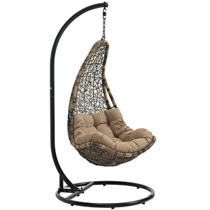 Abate Outdoor Patio Swing Chair With Stand Black Mocha EEI-2276-BLK-MOC-SET