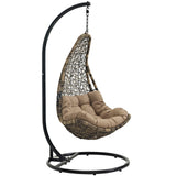 Abate Outdoor Patio Swing Chair With Stand Black Mocha EEI-2276-BLK-MOC-SET