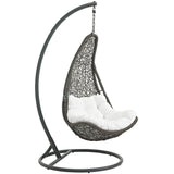 Abate Outdoor Patio Swing Chair With Stand Gray White EEI-2276-GRY-WHI-SET