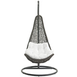 Abate Outdoor Patio Swing Chair With Stand Gray White EEI-2276-GRY-WHI-SET