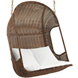 Vantage Outdoor Patio Swing Chair With Stand Brown White EEI-2278-BRN-WHI-SET