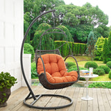 Arbor Outdoor Patio Wood Swing Chair Orange EEI-2279-ORA-SET