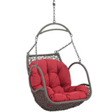 Arbor Outdoor Patio Wood Swing Chair Red EEI-2279-RED-SET