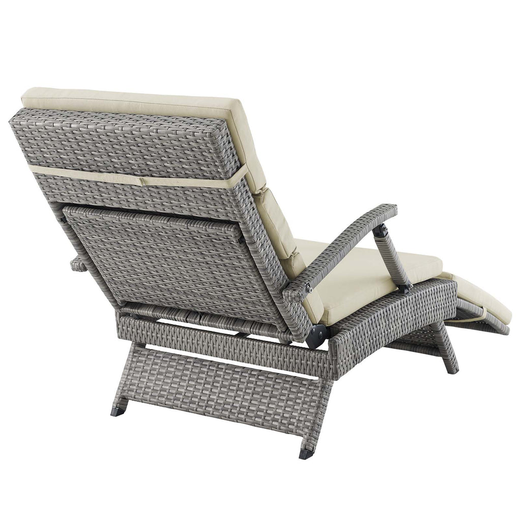 Envisage Chaise Outdoor Patio Wicker Rattan Lounge Chair Light Gray Beige EEI-2301-LGR-BEI