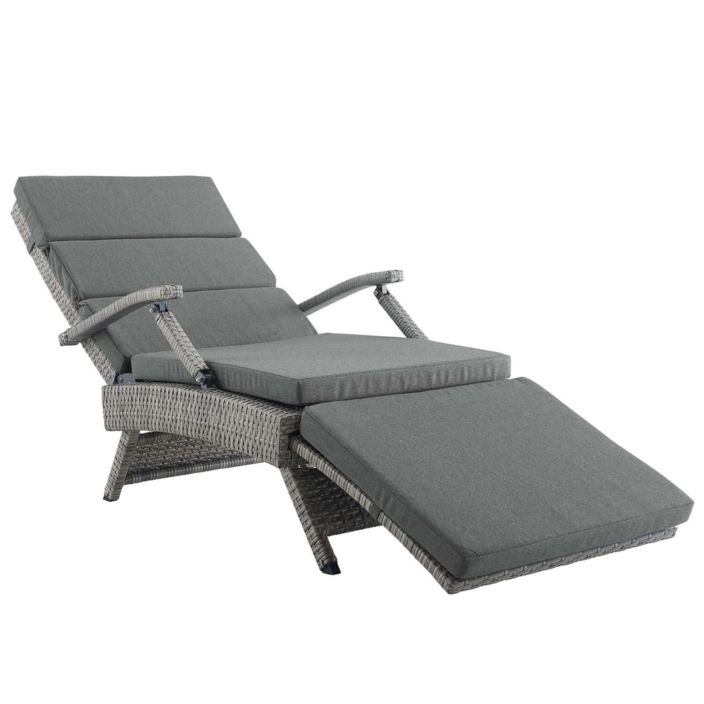 Envisage Chaise Outdoor Patio Wicker Rattan Lounge Chair Light Gray Charcoal EEI-2301-LGR-CHA