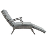 Envisage Chaise Outdoor Patio Wicker Rattan Lounge Chair Light Gray Gray EEI-2301-LGR-GRY