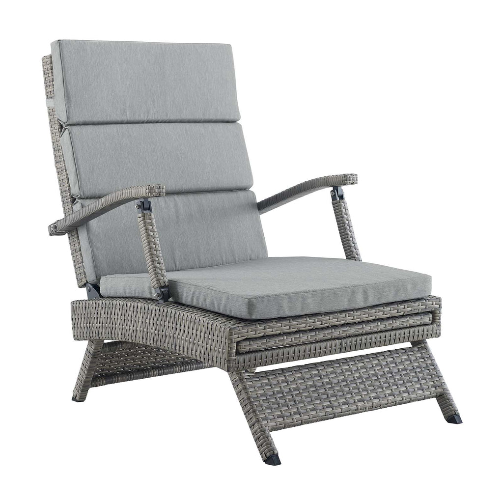 Envisage Chaise Outdoor Patio Wicker Rattan Lounge Chair Light Gray Gray EEI-2301-LGR-GRY