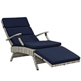 Envisage Chaise Outdoor Patio Wicker Rattan Lounge Chair Light Gray Navy EEI-2301-LGR-NAV