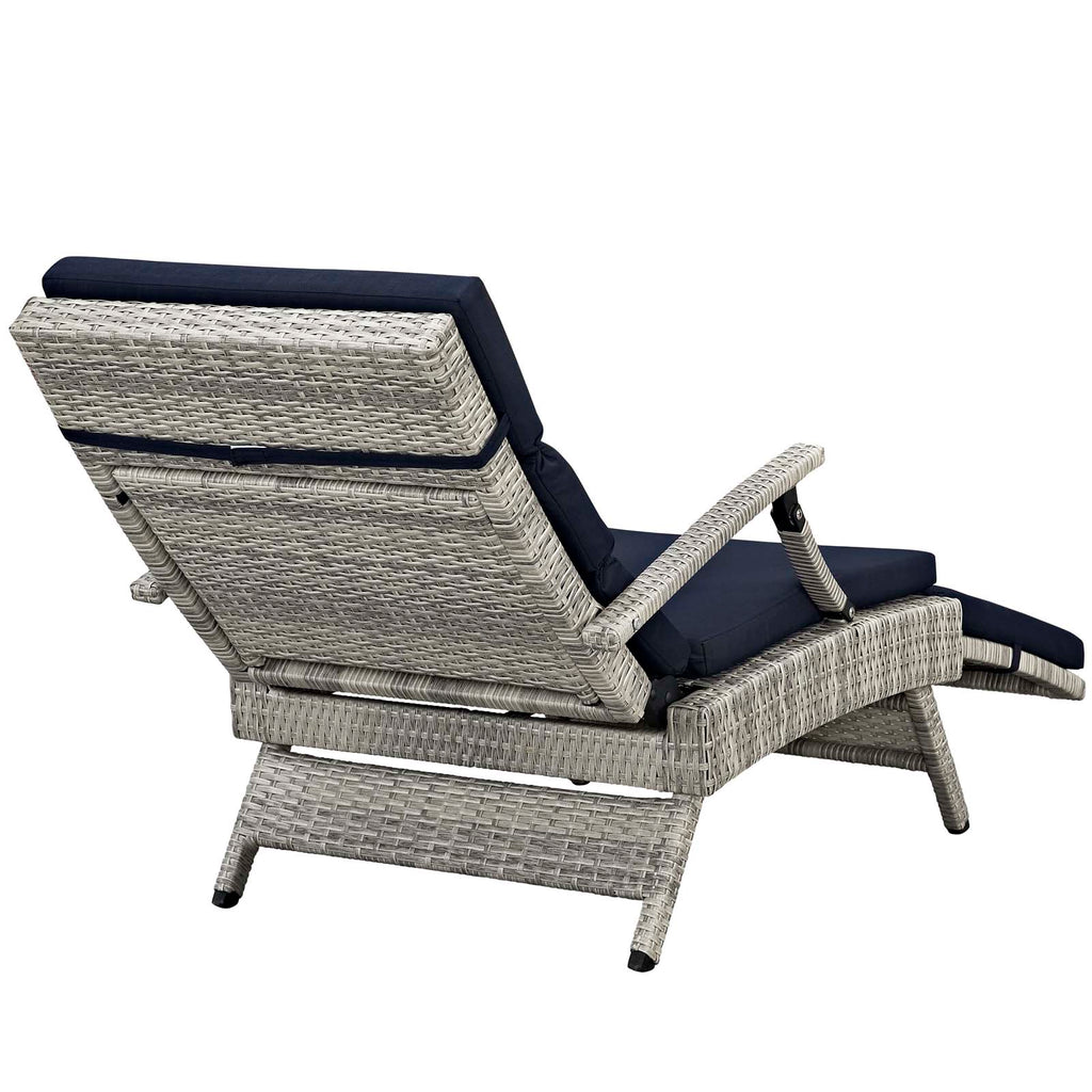 Envisage Chaise Outdoor Patio Wicker Rattan Lounge Chair Light Gray Navy EEI-2301-LGR-NAV