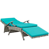 Envisage Chaise Outdoor Patio Wicker Rattan Lounge Chair Light Gray Turquoise EEI-2301-LGR-TRQ