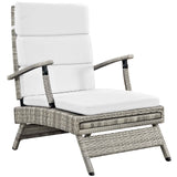 Envisage Chaise Outdoor Patio Wicker Rattan Lounge Chair Light Gray White EEI-2301-LGR-WHI