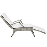 Envisage Chaise Outdoor Patio Wicker Rattan Lounge Chair Light Gray White EEI-2301-LGR-WHI