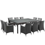Modway Furniture Sojourn 11 Piece Outdoor Patio Sunbrella® Dining Set Canvas Gray 114 x 141.5 x 34.5