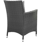 Modway Furniture Sojourn 11 Piece Outdoor Patio Sunbrella® Dining Set Canvas Gray 114 x 141.5 x 34.5