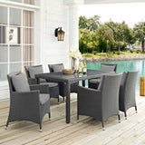 Sojourn 7 Piece Outdoor Patio Sunbrella® Dining Set Canvas Gray EEI-2312-CHC-GRY-SET