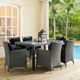 Sojourn 7 Piece Outdoor Patio Sunbrella® Dining Set Canvas Navy EEI-2312-CHC-NAV-SET