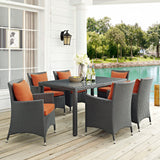 Sojourn 7 Piece Outdoor Patio Sunbrella® Dining Set Canvas Tuscan EEI-2312-CHC-TUS-SET