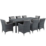 Modway Furniture Summon 9 Piece Outdoor Patio Sunbrella® Dining Set 0423 Canvas Gray EEI-2331-GRY-GRY-SET