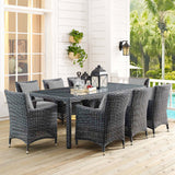 Modway Furniture Summon 9 Piece Outdoor Patio Sunbrella® Dining Set 0423 Canvas Gray EEI-2331-GRY-GRY-SET