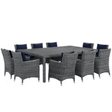 Summon 11 Piece Outdoor Patio Sunbrella® Dining Set Canvas Navy EEI-2333-GRY-NAV-SET