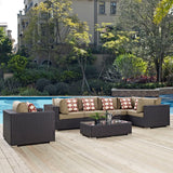 Convene 7 Piece Outdoor Patio Sectional Set Espresso Mocha EEI-2350-EXP-MOC-SET