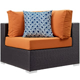 Convene 7 Piece Outdoor Patio Sectional Set Espresso Orange EEI-2350-EXP-ORA-SET