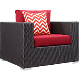 Convene 7 Piece Outdoor Patio Sectional Set Espresso Red EEI-2350-EXP-RED-SET