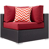 Convene 7 Piece Outdoor Patio Sectional Set Espresso Red EEI-2350-EXP-RED-SET