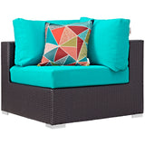 Convene 7 Piece Outdoor Patio Sectional Set Espresso Turquoise EEI-2350-EXP-TRQ-SET