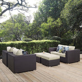 Modway Furniture Convene 5 Piece Outdoor Patio Sofa Set 0423 Espresso Beige EEI-2351-EXP-BEI-SET