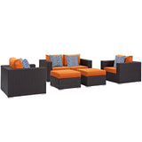 Modway Furniture Convene 5 Piece Outdoor Patio Sofa Set 0423 Espresso Orange EEI-2351-EXP-ORA-SET