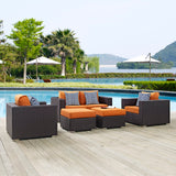 Modway Furniture Convene 5 Piece Outdoor Patio Sofa Set 0423 Espresso Orange EEI-2351-EXP-ORA-SET