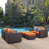 Modway Furniture Convene 5 Piece Outdoor Patio Sofa Set 0423 Espresso Orange EEI-2351-EXP-ORA-SET