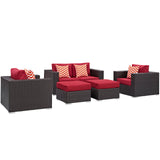 Modway Furniture Convene 5 Piece Outdoor Patio Sofa Set 0423 Espresso Red EEI-2351-EXP-RED-SET