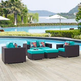 Modway Furniture Convene 5 Piece Outdoor Patio Sofa Set 0423 Espresso Turquoise EEI-2351-EXP-TRQ-SET