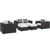 Modway Furniture Convene 5 Piece Outdoor Patio Sofa Set 0423 Espresso White EEI-2351-EXP-WHI-SET