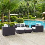 Modway Furniture Convene 5 Piece Outdoor Patio Sofa Set 0423 Espresso White EEI-2351-EXP-WHI-SET