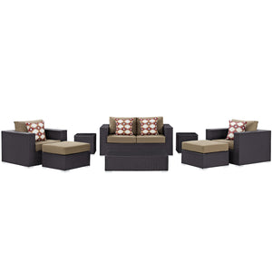 Modway Furniture Convene 8 Piece Outdoor Patio Sofa Set 0423 Espresso Mocha EEI-2352-EXP-MOC-SET