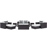 Modway Furniture Convene 8 Piece Outdoor Patio Sofa Set 0423 Espresso White EEI-2352-EXP-WHI-SET